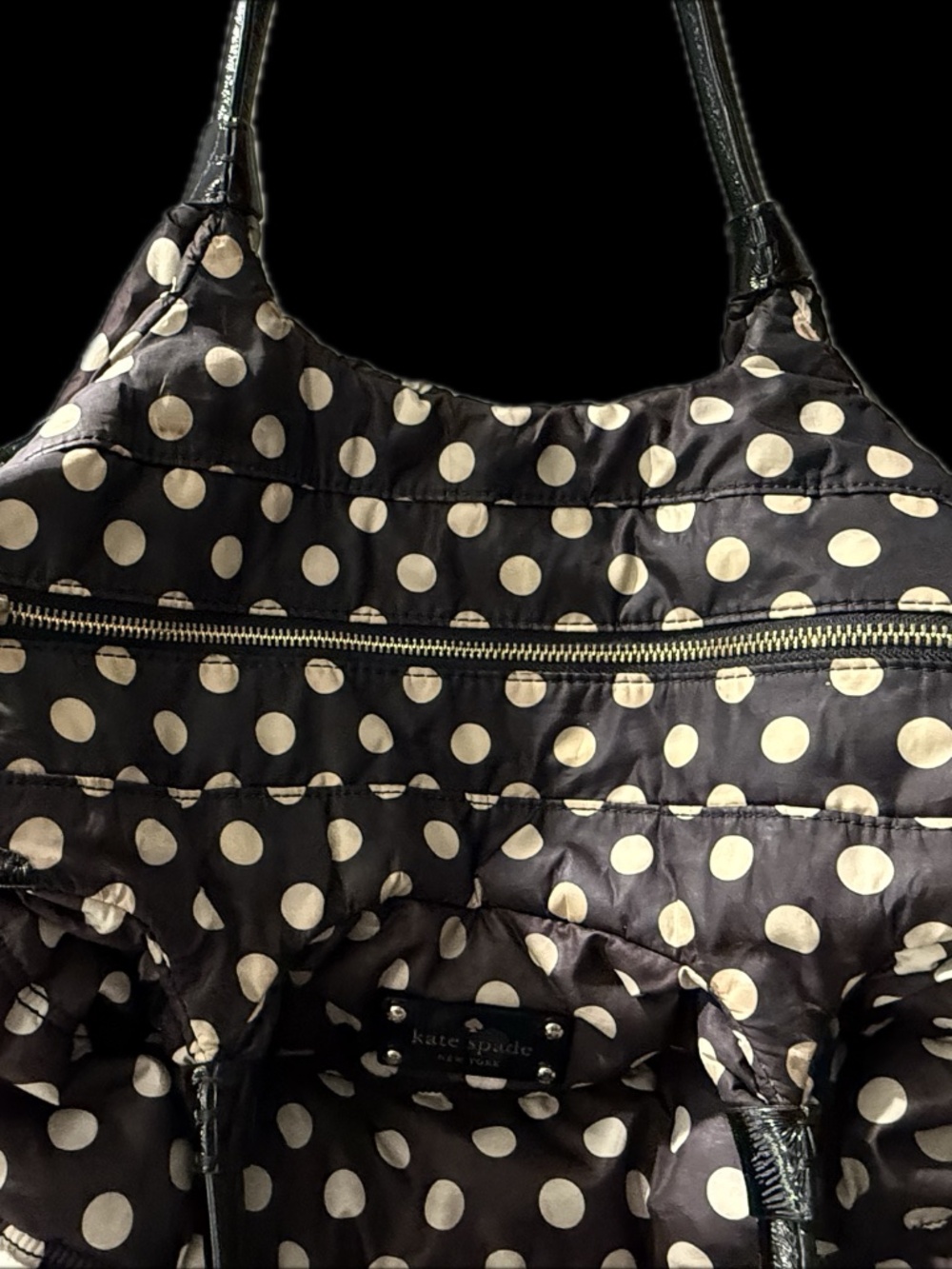 Kate Spade New York Stevie Polka Dot Nylon Tote-Black/Cream